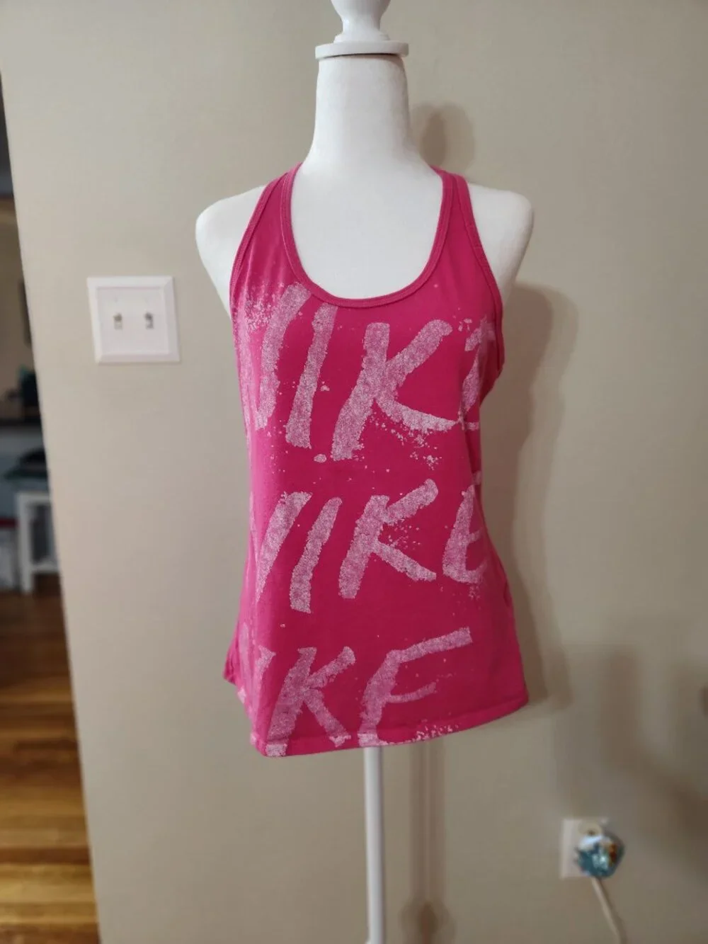 Pink & White Nike Dri Fit Tank - Size L